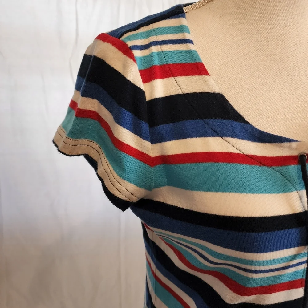 CHAPS Women's Stripped Lace Up Tee - Picture 8 of 11